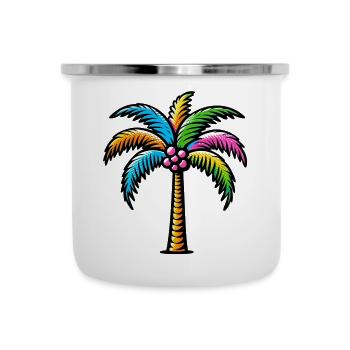 Palme - Emaille-Tasse - Weiß - Vorne
