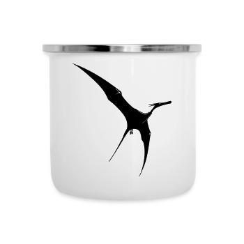 Silhouette minimaliste de ptérodactyle - Tasse émaillée - blanc - Devant