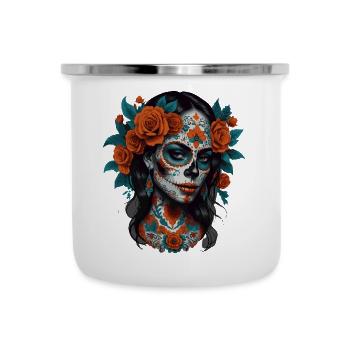 Santa Muerte Schädel Frau Design. - Emaille-Tasse - Weiß - Vorne