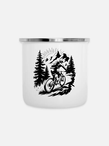 MTB Mountainbike - Emaille-Tasse - Weiß