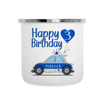 Joyeux anniversaire 3 Police - Tasse émaillée - blanc - Devant