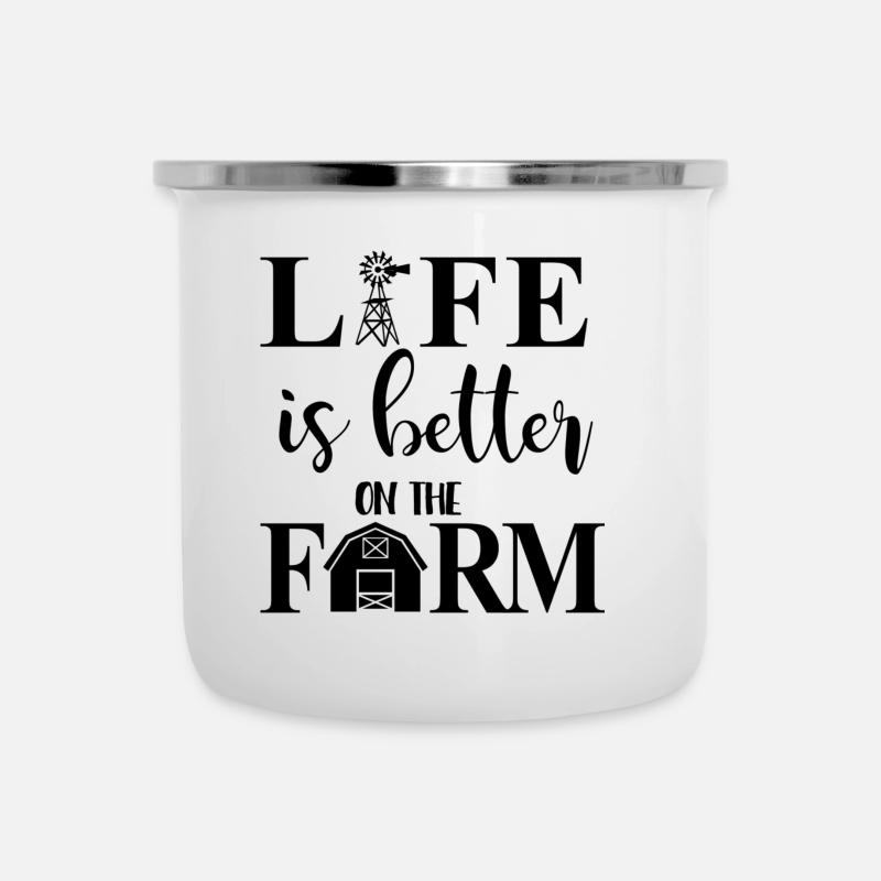 Life is better on the farm - Tasse émaillée - blanc