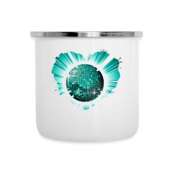 techno hard beats discokugel partypeople disco - Emaille-Tasse - Weiß - Vorne