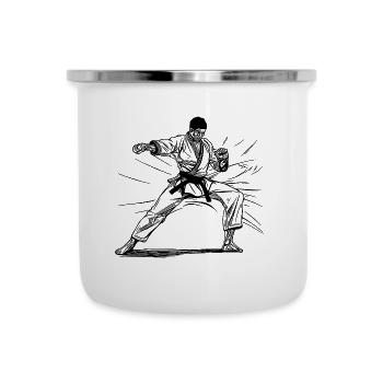 Karatekämpfer okinawanische Sparring Tradition - Emaille-Tasse - Weiß - Vorne