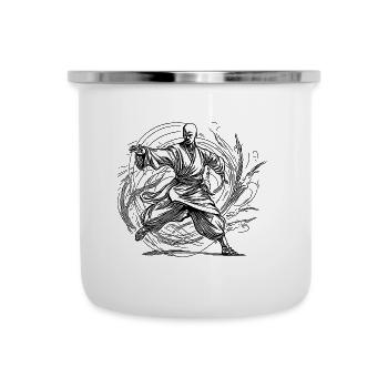 Dojo Karate Meister Kampfkunst Tattoo Style - Emaille-Tasse - Weiß - Vorne