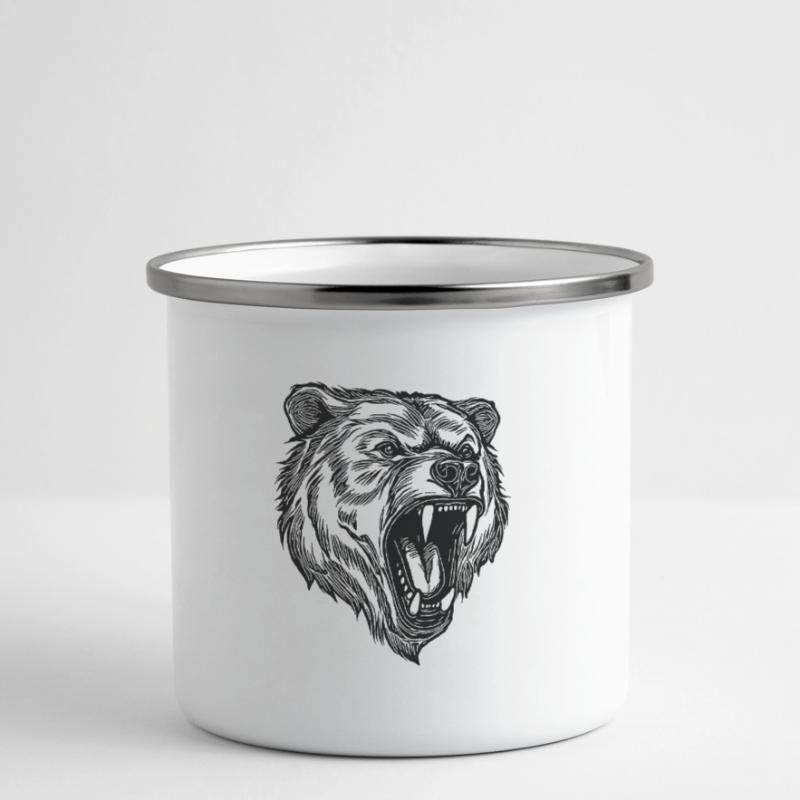 Wild evil bear head with sharp teeth Camper Mug