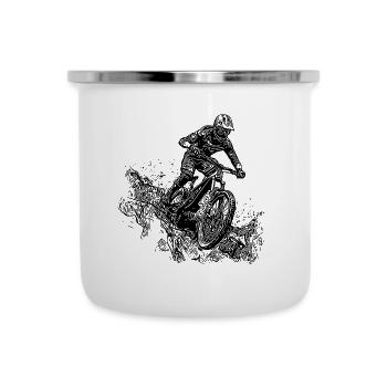 Radfahrer Mountainbiker Regen Schlamm Abfahrt - Emaille-Tasse - Weiß - Vorne