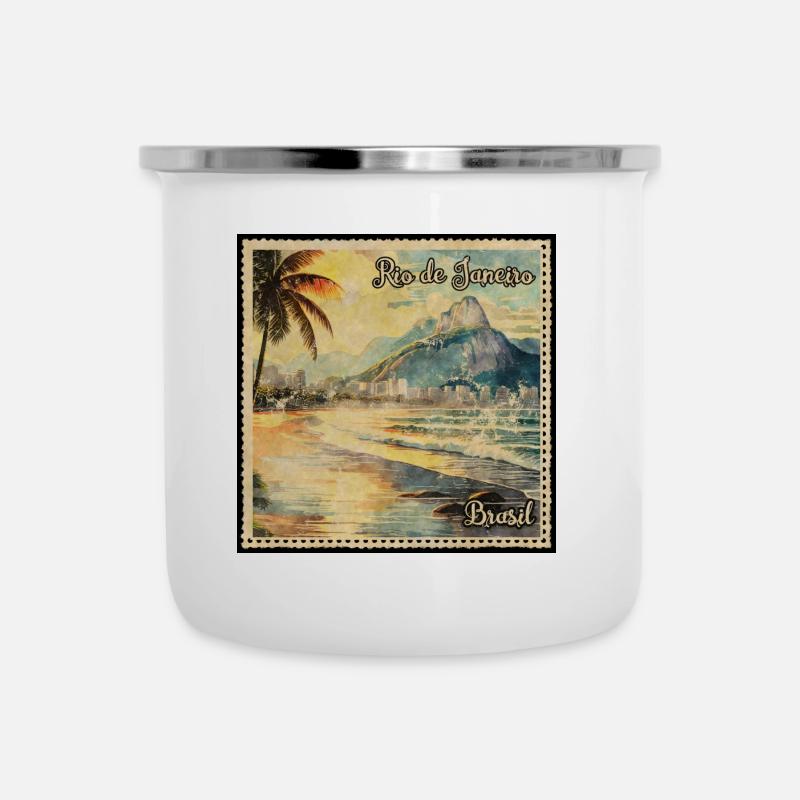 Timbre Rio de Janeiro Brésil - Tasse émaillée - blanc