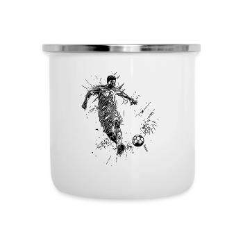 Retro soccer player kicking a ball - Camper Mug - white - Front