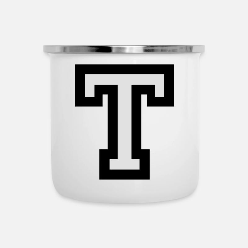 Buchstabe T - Emaille-Tasse - Weiß