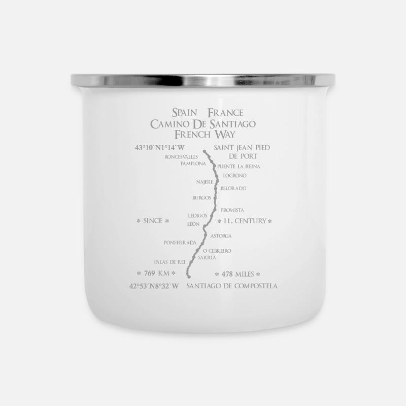 Pilger Jakobsweg Camino Frances Spanien - Emaille-Tasse - Weiß