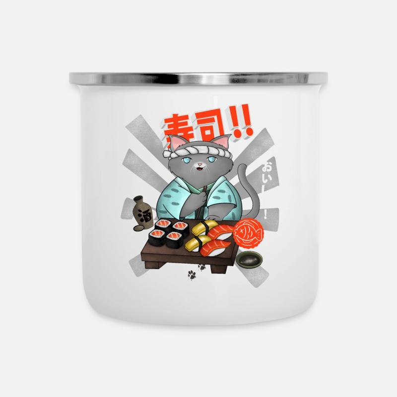 Sushi Cat Chef - Tasse émaillée - blanc
