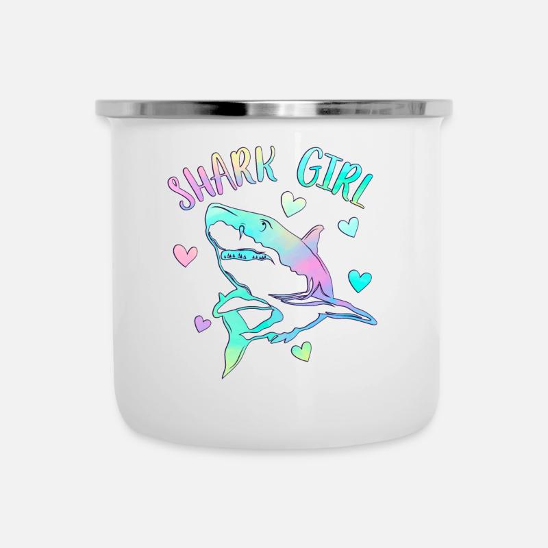 Hai-Mädchen - Emaille-Tasse - Weiß