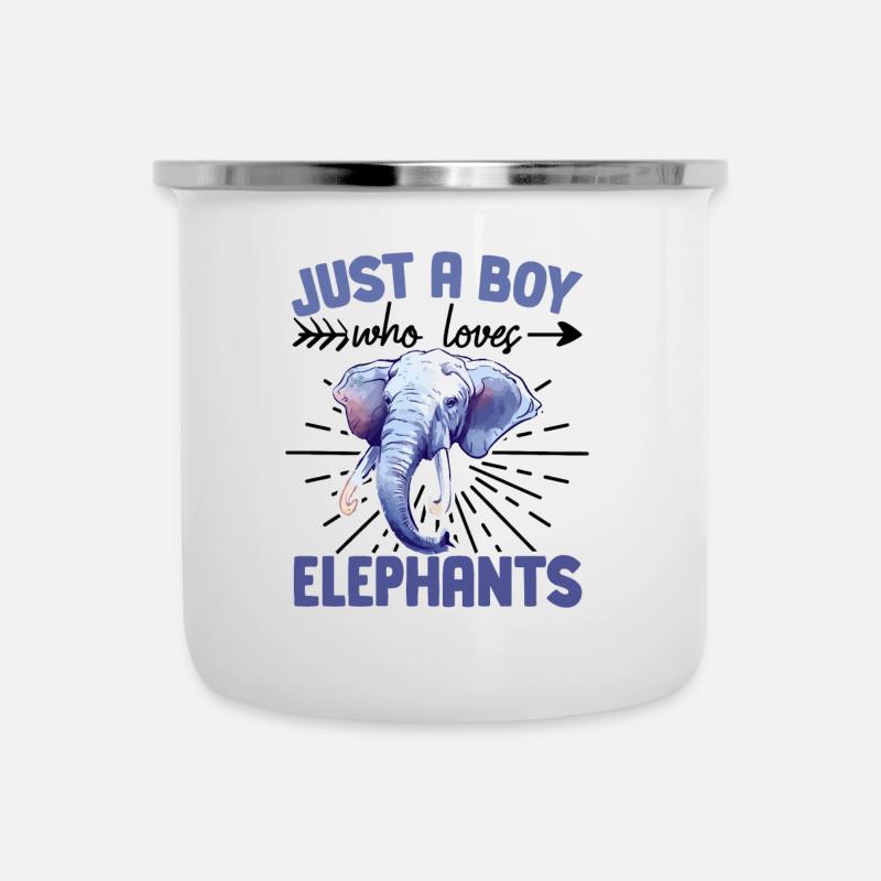 Just a boy who loves elephants - Camper Mug - white
