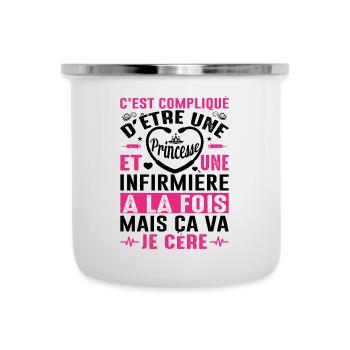 Infirmière Princesse Cadeau Anniversaire Médecine - Tasse émaillée - blanc - Devant