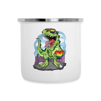 LGBT Animal Dinosaur Rainbow Heart - Camper Mug - white - Front