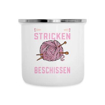 Ein Tag ohne Sticken ist beschissen Hobby Stricken - Emaille-Tasse - Weiß - Vorne