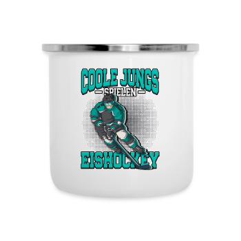 Coole Jungs spielen Eishockey - Emaille-Tasse - Weiß - Vorne