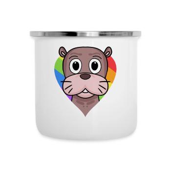 Seelöwe Lgbt Regenbogen Farben - Emaille-Tasse - Weiß - Vorne