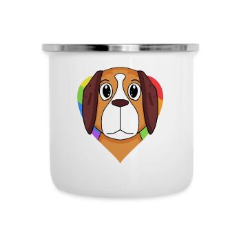 St. Bernard Dog Rainbow Heart - Camper Mug - white - Front