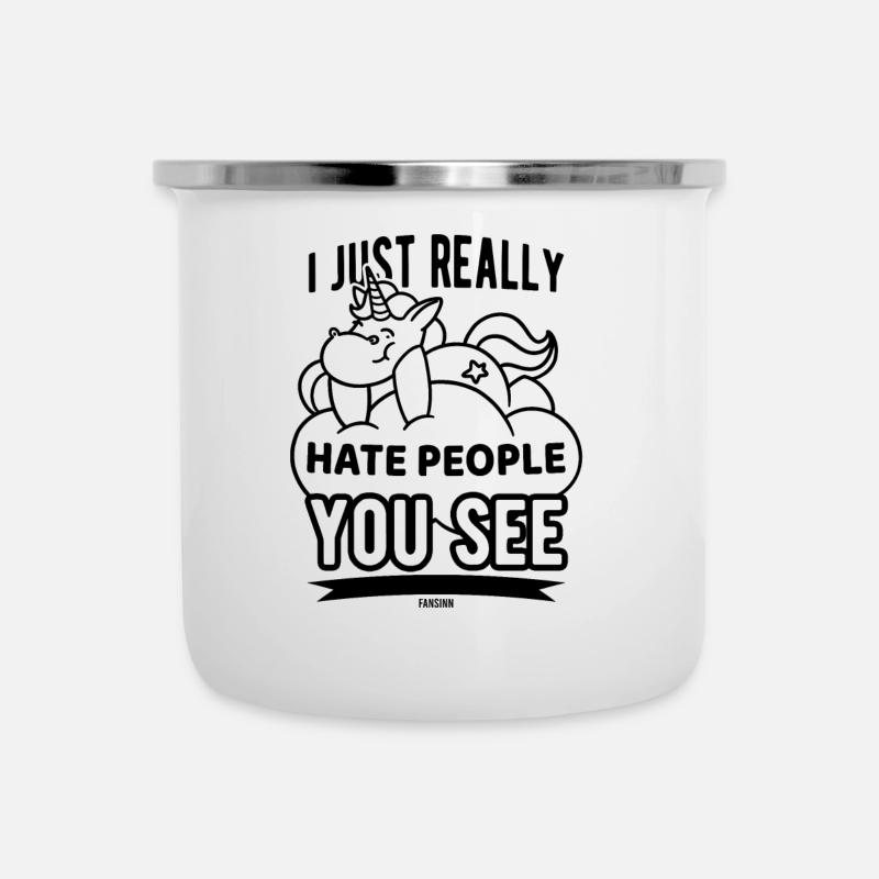 La licorne déteste les gens - Tasse émaillée - blanc