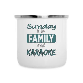 Sunday is for family and Karaoke Spruch - Tasse émaillée - blanc - Devant