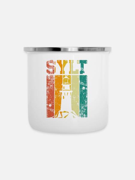 Sylt Leuchtturm - Emaille-Tasse - Weiß