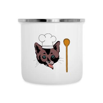 Chats Cuisine Gastronomique Cuillère de cuisson Plaisir Cuisine - Tasse émaillée - blanc - Devant