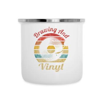 Drawing and Vinyl Retro Vintage Music - Camper Mug - white - Front
