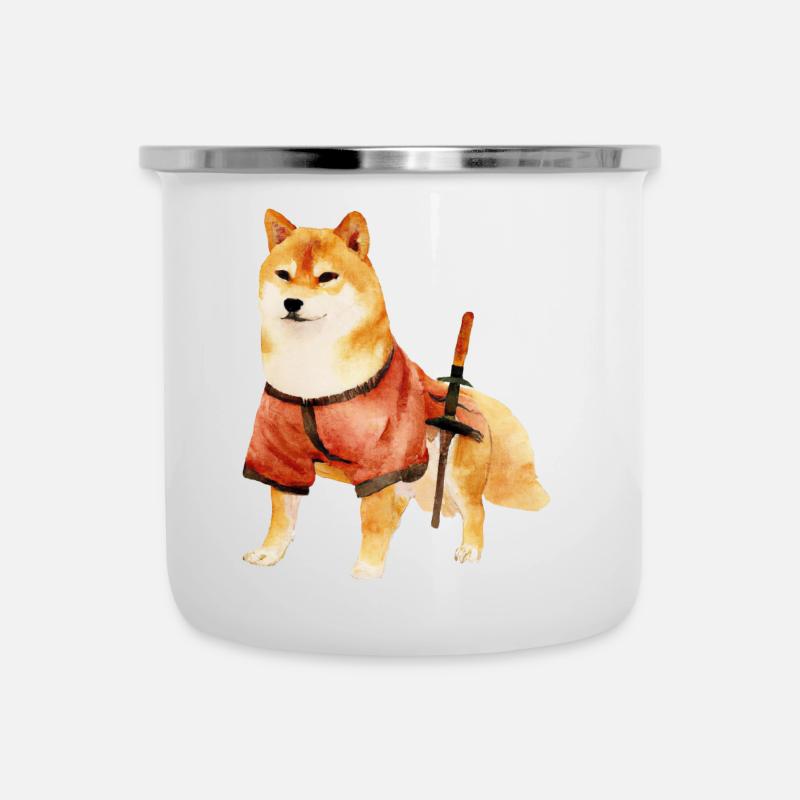 Shiba Inu Samurai - Camper Mug - white