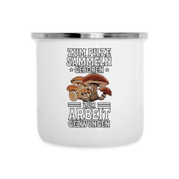 Pilzsammler Pilz Sucher - Emaille-Tasse - Weiß - Vorne