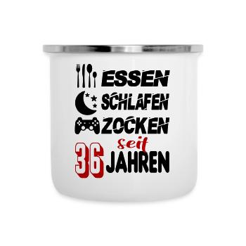Geburtstag 36 Zocken Spielen Gaming Schlafen - Emaille-Tasse - Weiß - Vorne