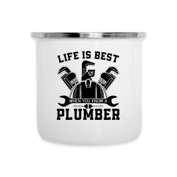 La vie est le meilleur plumbe Outil Plomberie Plomberie Plombiers - Tasse émaillée - blanc - Devant
