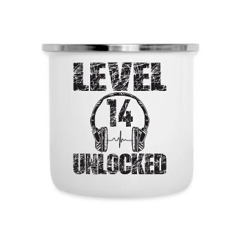Level 14 Unlocked Geburtstagsgeschenk 14 Jahre - Emaille-Tasse - Weiß - Vorne