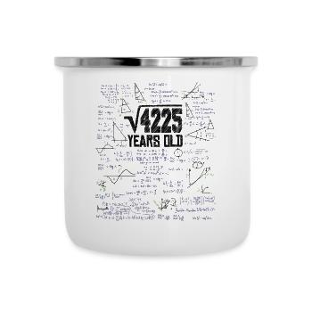 Quadratwurzel von 4225 Mathe Nerd 65. Geburtstag - Emaille-Tasse - Weiß - Vorne