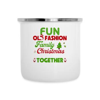 Altmodische Familienweihnacht Norwegermuster - Emaille-Tasse - Weiß - Vorne