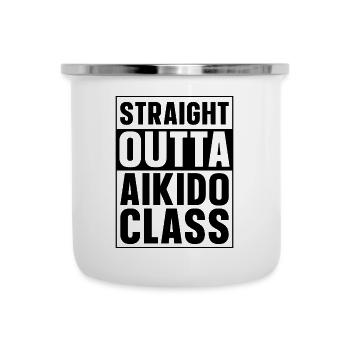 Straight Outta Aikido Class Samurai Fighter Fight - Emaille-Tasse - Weiß - Vorne