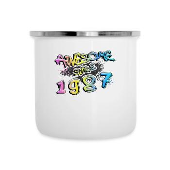Awesome since 1987 Graffiti Motiv - Emaille-Tasse - Weiß - Vorne