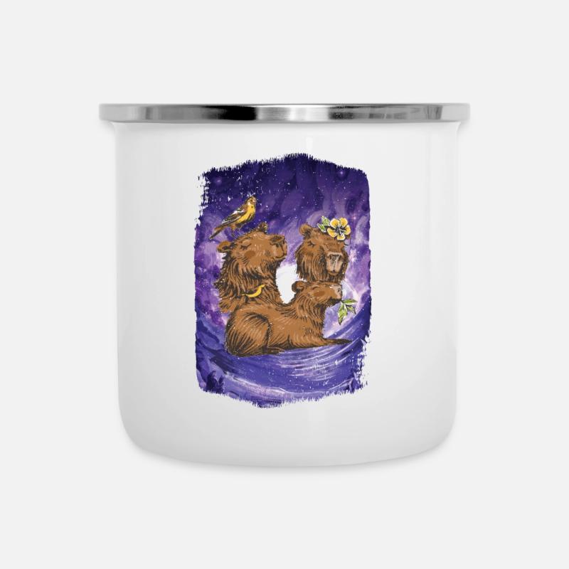Moon Capybara Animal Drôle Capibara Roden Face - Tasse émaillée - blanc