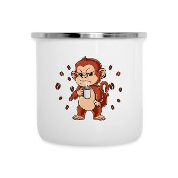 Nicht Ansprechen Vor Dem Ersten Kaffee Affe - Emaille-Tasse - Weiß - Vorne