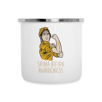 Spina Bifida Split Spine Awarness avec ruban jaune - Tasse émaillée - blanc - Devant