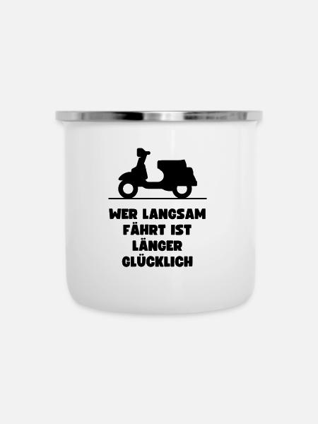 Passionierter Rollerfahrer oder Mofafahrer - Emaille-Tasse - WeiĂ