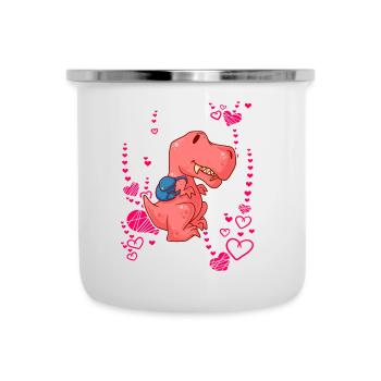 T-Rex Liebe Herzen Schulkind - Emaille-Tasse - Weiß - Vorne