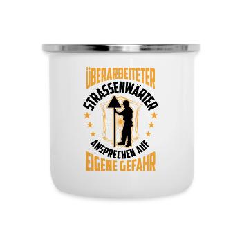 Überarbeiteter Straßenwärter Straßenwart - Emaille-Tasse - Weiß - Vorne