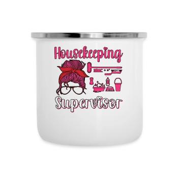 Femme de ménage Nettoyeuse - Tasse émaillée - blanc - Devant