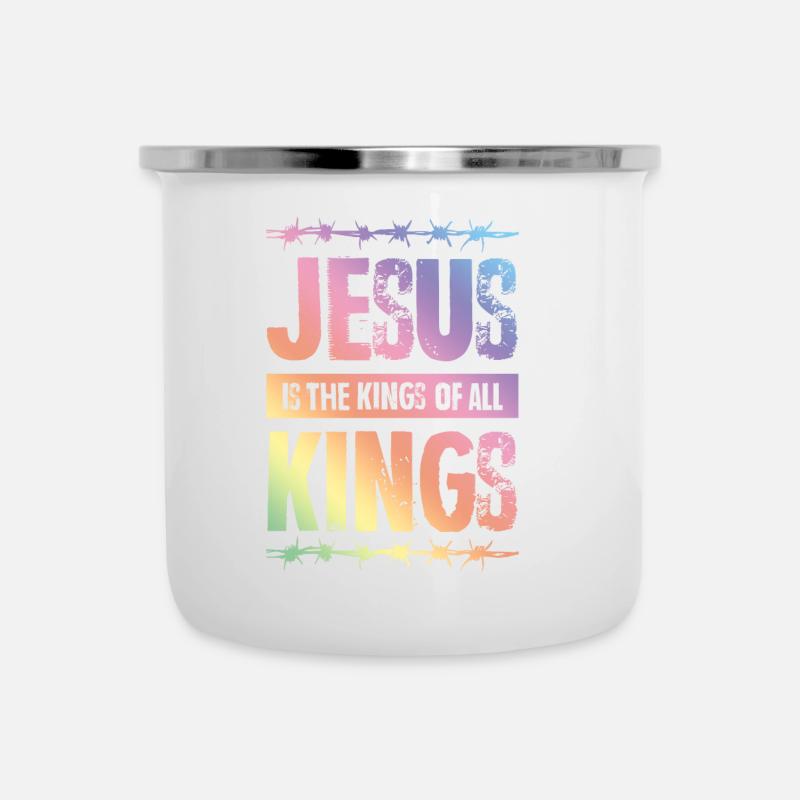 Jésus est roi - Tasse émaillée - blanc