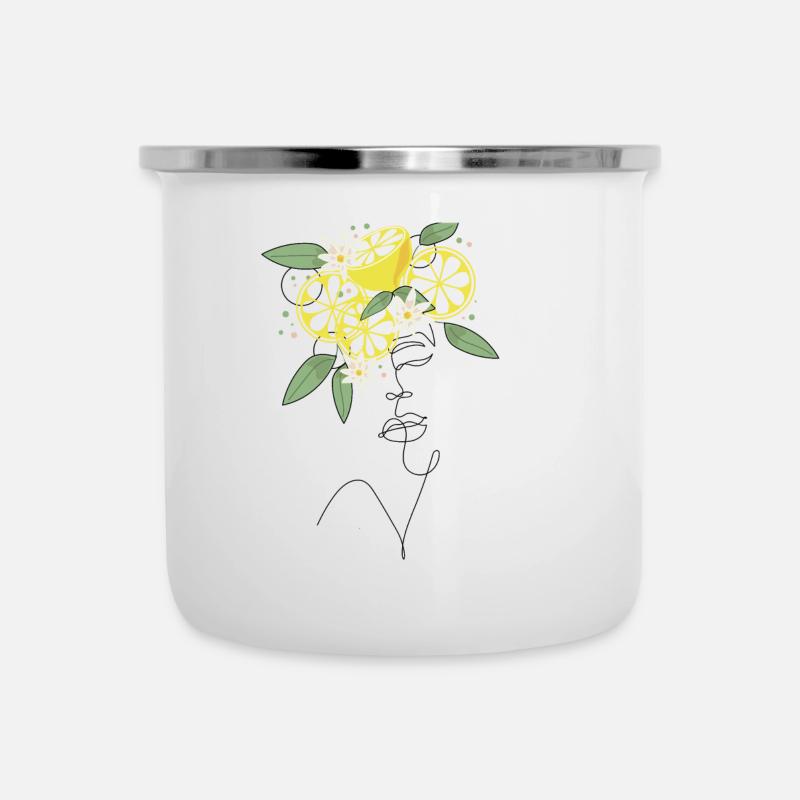 Lady Lemon - Emaille-Tasse - Weiß