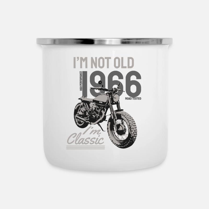 I'm Not Old I'm Classic. Biker Geburtstag 1966 - Emaille-Tasse - Weiß
