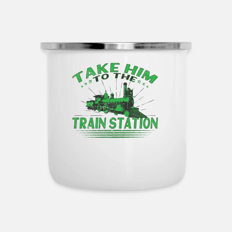 Train and USA flag I'm still playing with train - Camper Mug - white