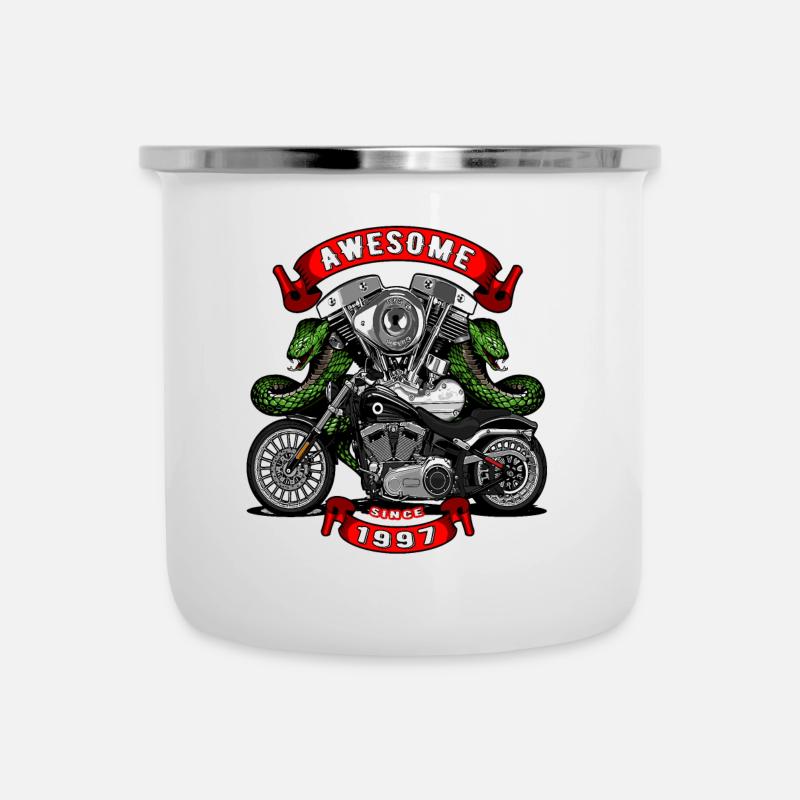 Awesome since 1997, Biker Geburtstag - Emaille-Tasse - Weiß